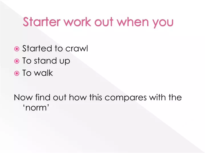 starter work out when you