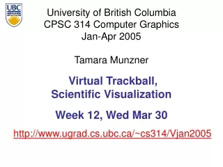 Virtual Trackball,  Scientific Visualization Week 12, Wed Mar 30