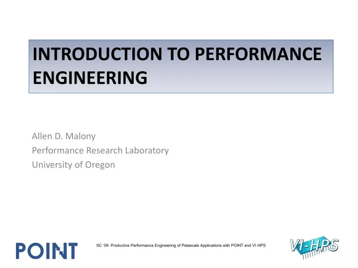 introduction to performance engineering