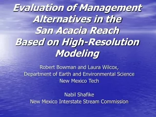 Evaluation of Management Alternatives in the San Acacia Reach Based on High-Resolution Modeling