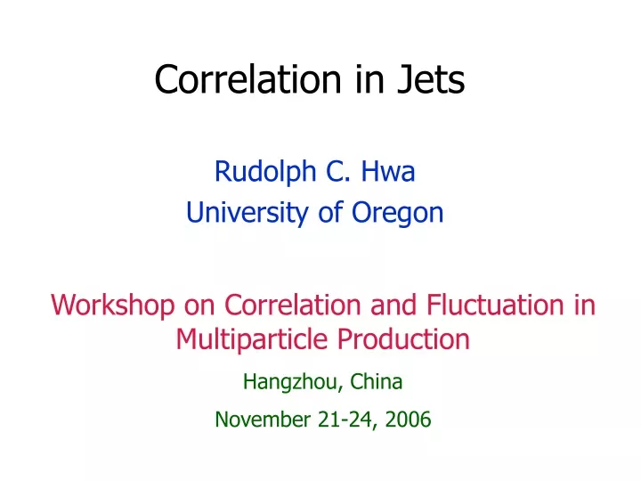 correlation in jets