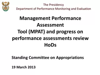 The Presidency  Department of Performance Monitoring and Evaluation