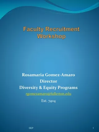 Faculty Recruitment Workshop