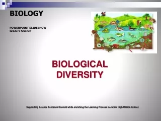 BIOLOGY POWERPOINT SLIDESHOW Grade 9 Science BIOLOGICAL DIVERSITY