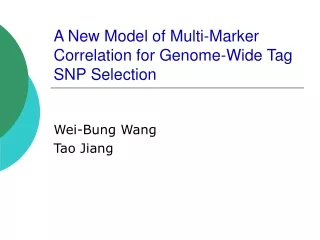 A New Model of Multi-Marker Correlation for Genome-Wide Tag SNP Selection