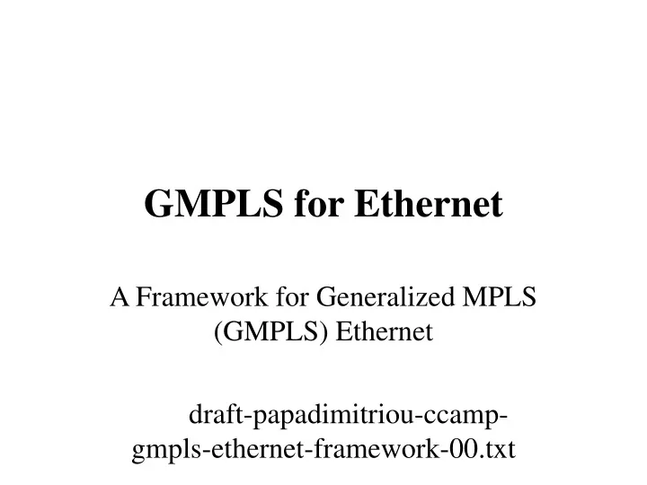 gmpls for ethernet