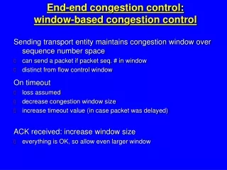 End-end congestion control: window-based congestion control