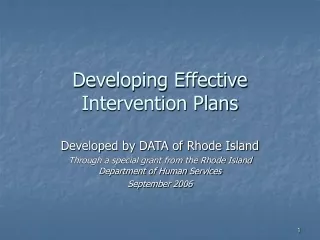 Developing Effective Intervention Plans