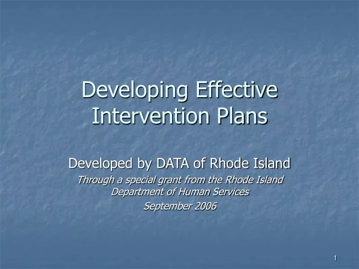 developing effective intervention plans