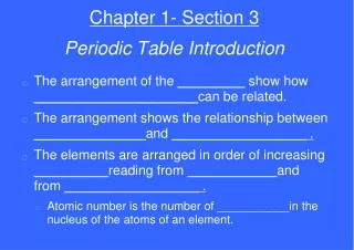 Chapter 1- Section 3 Periodic Table Introduction