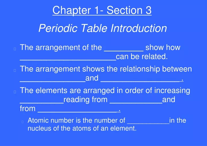 chapter 1 section 3 periodic table introduction