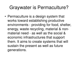 Graywater is Permaculture?