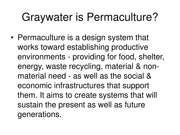 graywater is permaculture