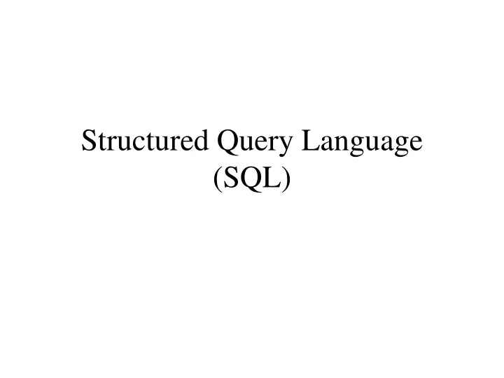 structured query language sql