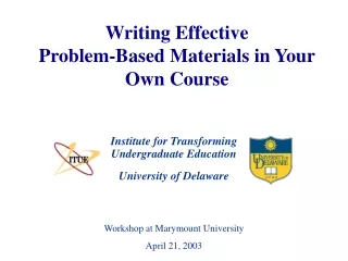 Writing Effective  Problem-Based Materials in Your Own Course
