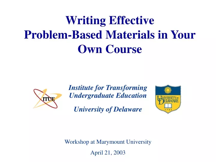 writing effective problem based materials in your own course