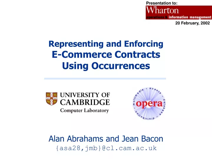 representing and enforcing e commerce contracts using occurrences