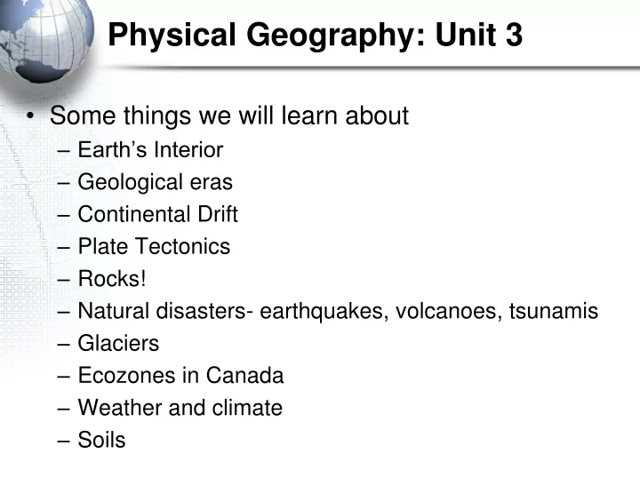 physical geography unit 3