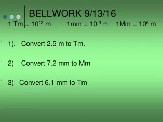 BELLWORK 9/13/16