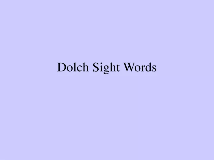 dolch sight words