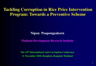 Tackling Corruption in Rice Price Intervention Program: Towards a Preventive Scheme