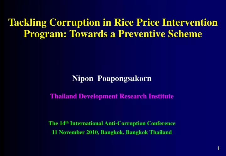 tackling corruption in rice price intervention