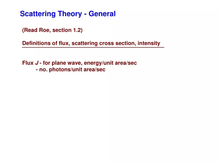 scattering theory general