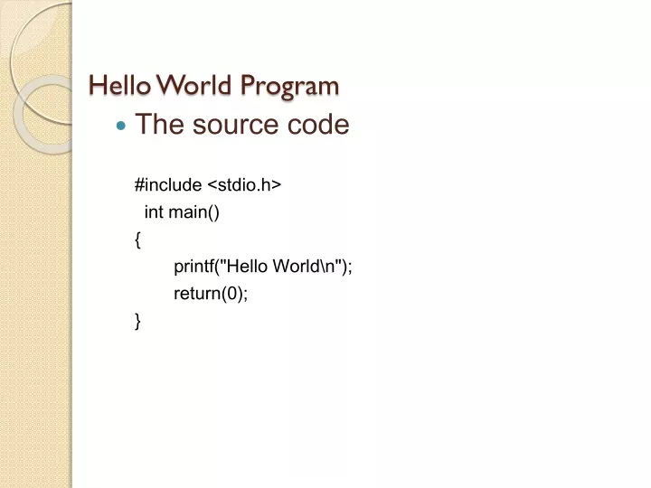 hello world program