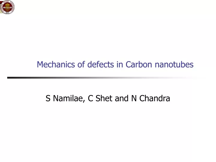 mechanics of defects in carbon nanotubes