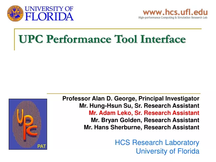 upc performance tool interface