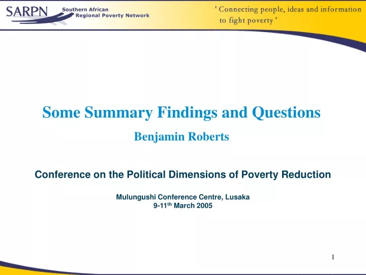 some summary findings and questions benjamin