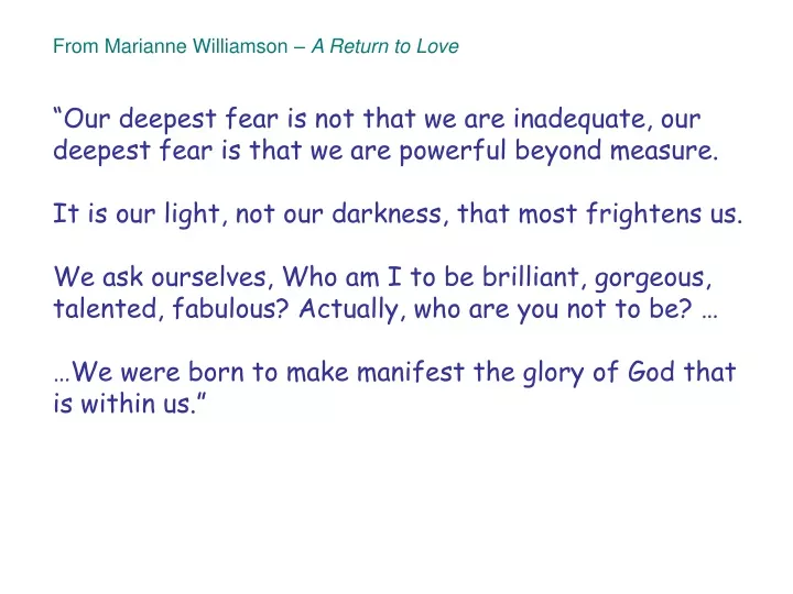 from marianne williamson a return to love