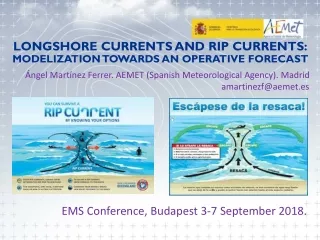 LONGSHORE CURRENTS AND RIP CURRENTS: MODELIZATION TOWARDS AN OPERATIVE FORECAST