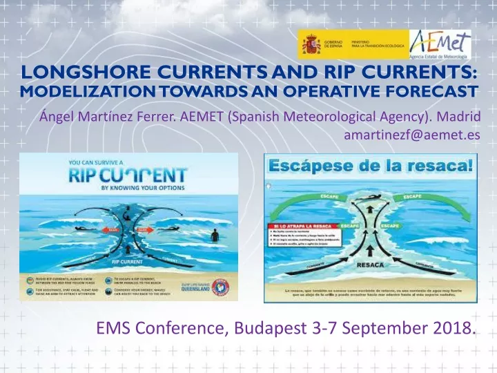 longshore currents and rip currents modelization towards an operative forecast