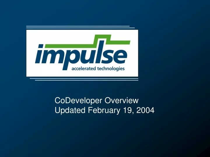 codeveloper overview updated february 19 2004