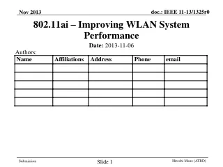 802.11ai – Improving WLAN System Performance