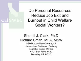Do Personal Resources Reduce Job Exit and Burnout in Child Welfare Social Workers?