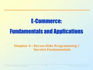 E-Commerce:  Fundamentals and Applications