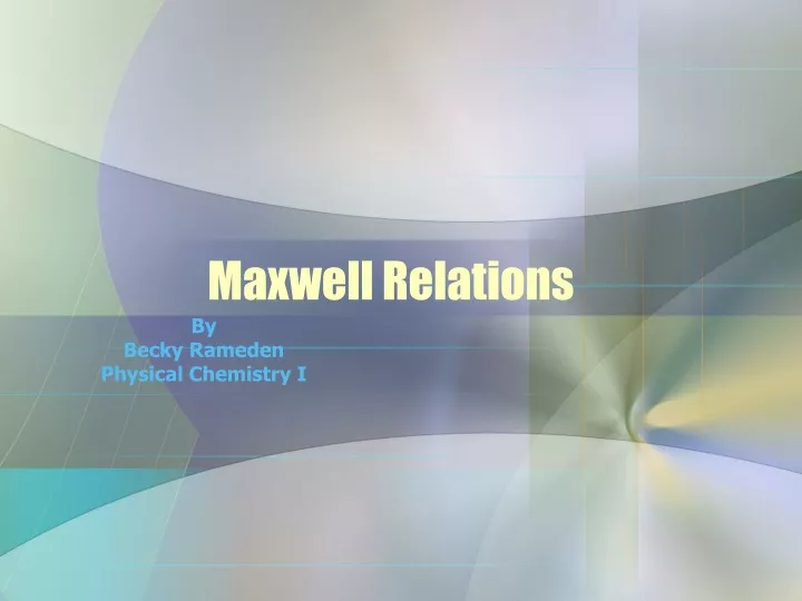 maxwell relations