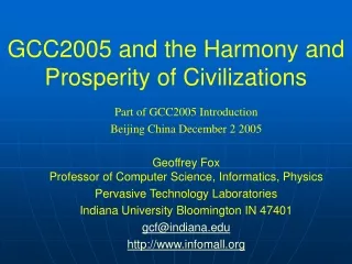 GCC2005 and the Harmony and Prosperity of Civilizations