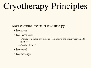 Cryotherapy Principles