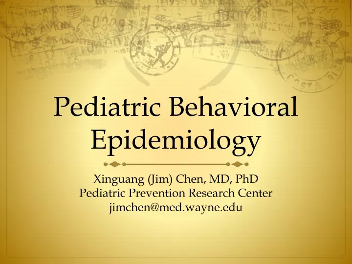 pediatric behavioral epidemiology