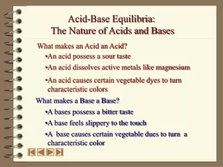 Acid-Base Equilibria:  The Nature of Acids and Bases