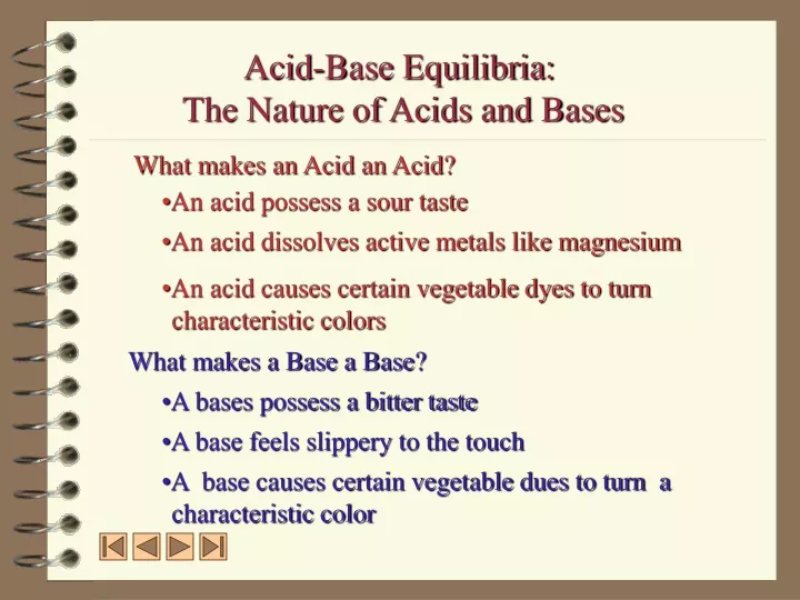 acid base equilibria the nature of acids and bases