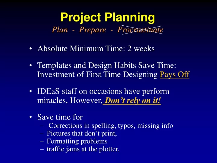 project planning plan prepare procrastinate
