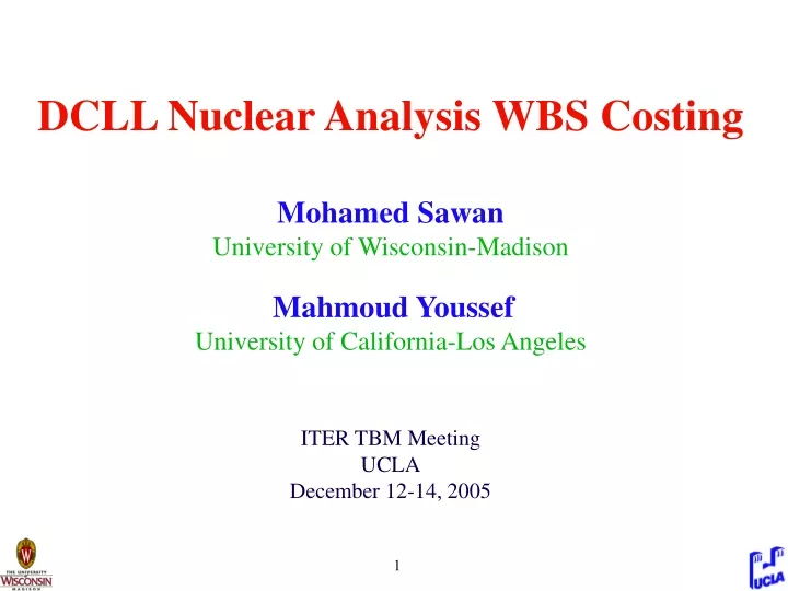 dcll nuclear analysis wbs costing mohamed sawan