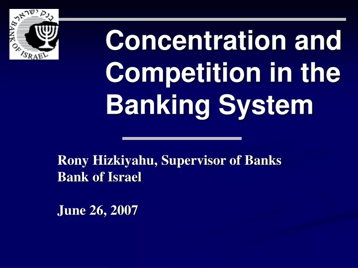 concentration and competition in the banking