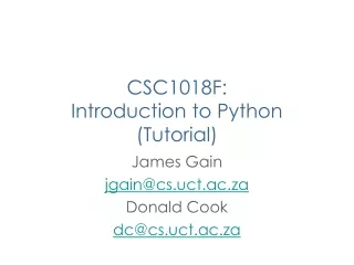 CSC1018F:  Introduction to Python (Tutorial)