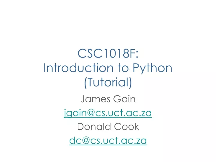 csc1018f introduction to python tutorial