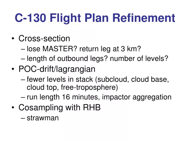 c 130 flight plan refinement